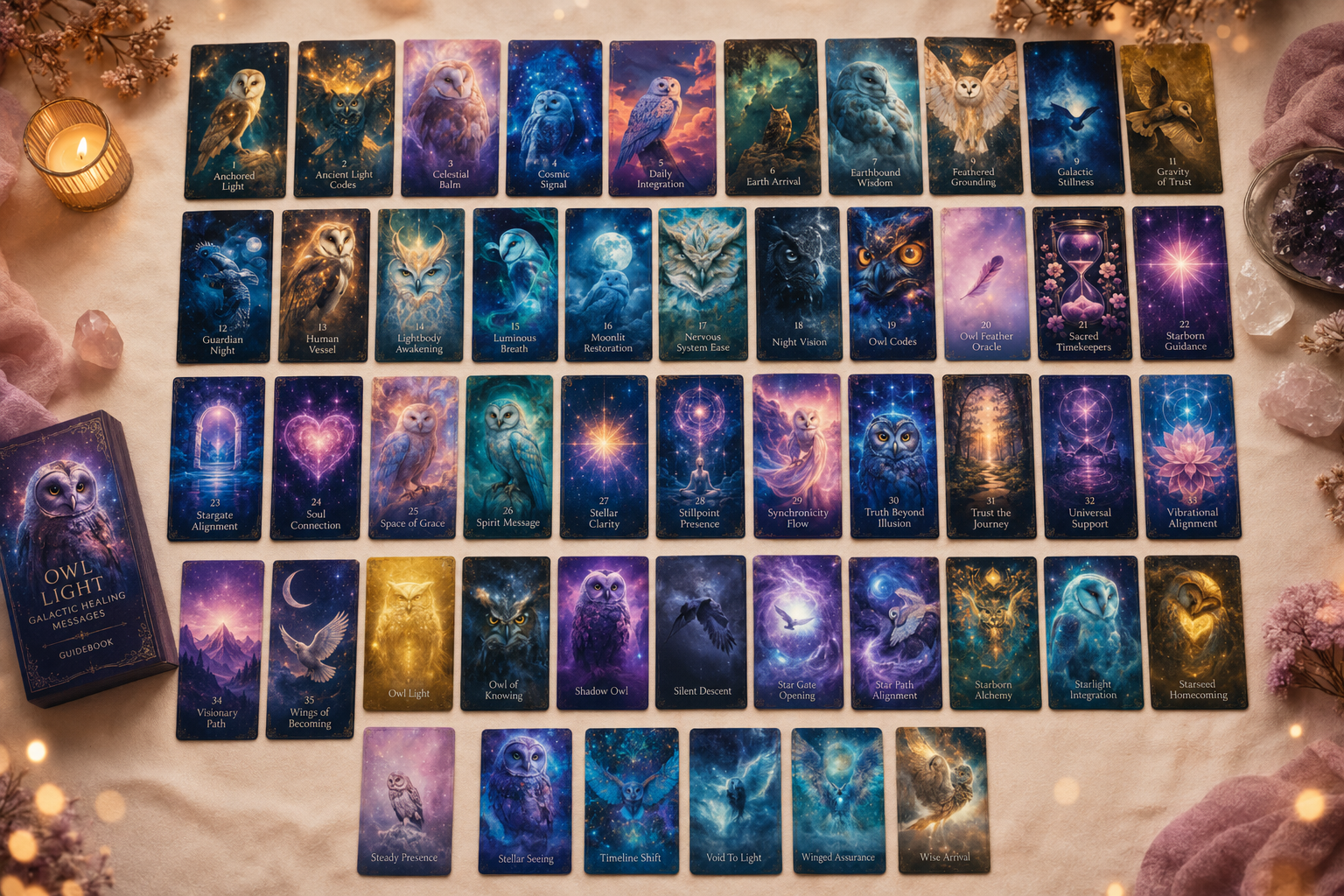 35 unique Owl Light oracle cards